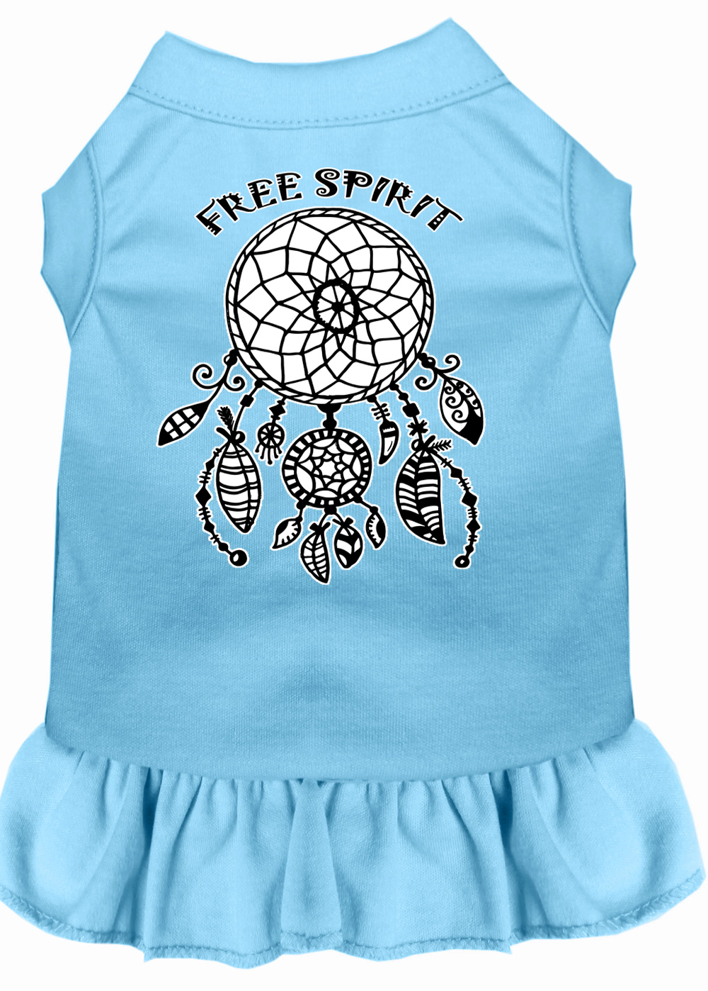 Free Spirit Screen Print Dog Dress Baby Blue Med